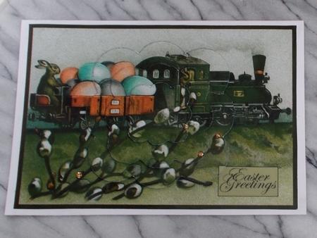 Vintage Easter Bunnies Scalloped Pyramid by Diane  Vermeer