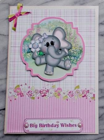 Cute Elephant Birthday Topper & Decoupage by Diane  Vermeer