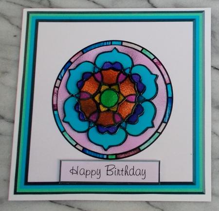 Stained Glass Mandala Card Front by Diane  Vermeer