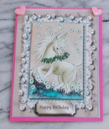 Beautiful Pink Unicorn Card and Topper  by Diane  Vermeer