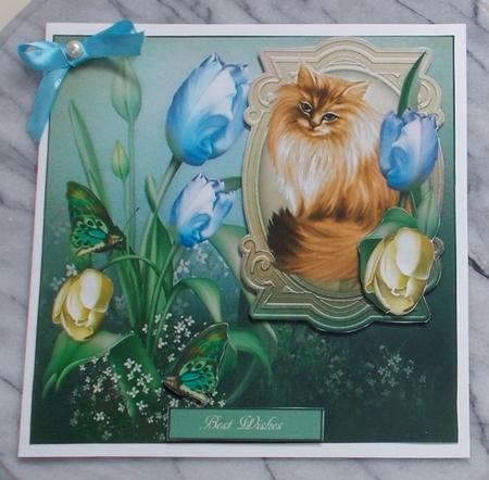 Spring Portrait of Clarssa Cat Topper with Decoupage by Diane  Vermeer