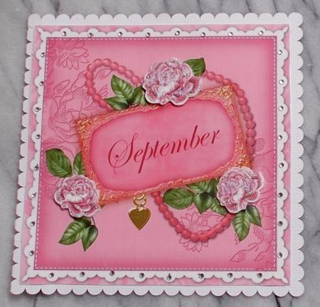 Pink Roses September 8in Vintage Decoupage Topper by Diane  Vermeer