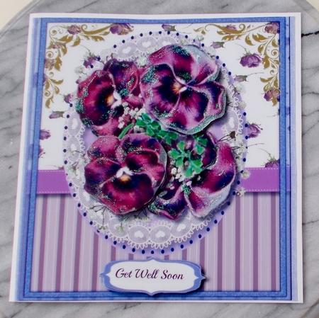 Beautiful Pansy's on Lace  by Diane  Vermeer