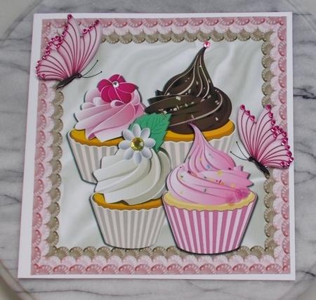 Yummy! Cupcakes with Butterflies in Iced Frame 8x8 by Diane  Vermeer