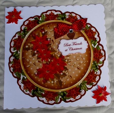 Tea Red Poinsettia Best Friends 8in Doily Decoupage Topper by Diane  Vermeer