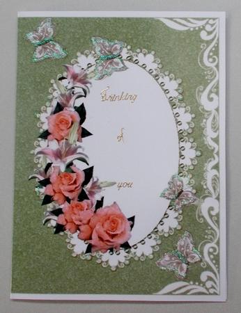 Roses & Butterflies Blank Card 8 by Diane  Vermeer