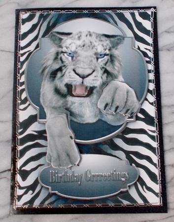 White Tiger Birthday A5 Topper by Diane  Vermeer