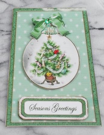 Green Tree Seasons Greetings 5.5inch Bauble Decoupage Card by Diane  Vermeer