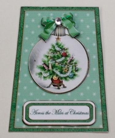 Green Tree Across Miles 5.5inch Bauble Decoupage Card by Diane  Vermeer