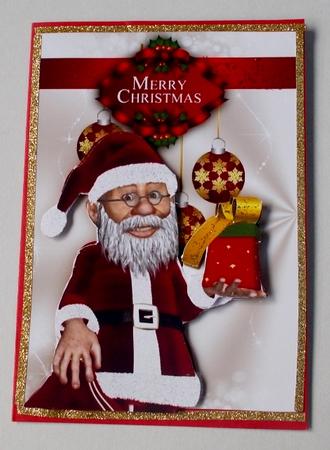 Santa with Gift Christmas Quick Card by Diane  Vermeer
