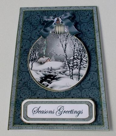 Winter Walk Seasons Greetings 5.5inch Bauble Decoupage Card by Diane  Vermeer