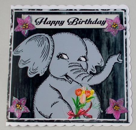 Elephant Birthday Card Front2 by Diane  Vermeer