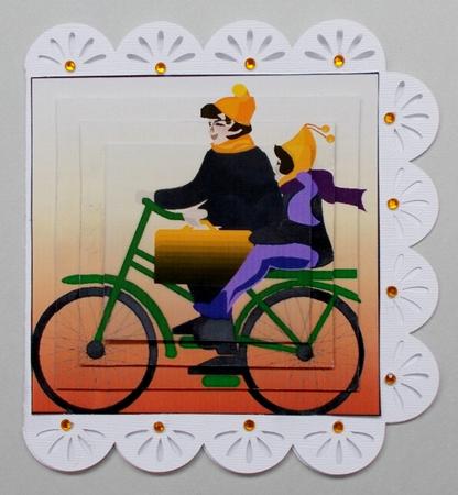 Woman and Child on Bike by Diane  Vermeer