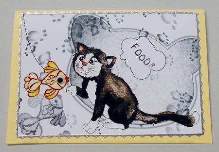 Cat and Fish-a4 by Diane  Vermeer