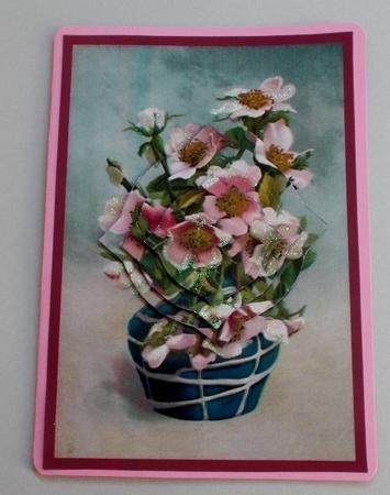 Vintage Vase with Pink Flowers Splendid Pyramid by Diane  Vermeer
