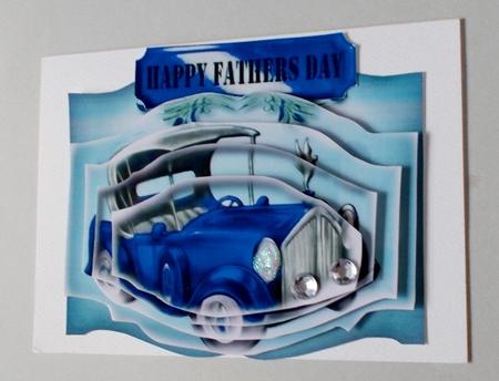 Blue Vintage Car on a Plaque, Bracket Pyramids by Diane  Vermeer