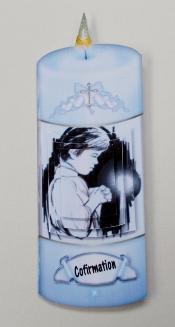 Young Boy Praying Candle by Diane  Vermeer