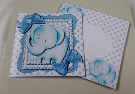 Little Blue Elephant, on Lace with Bows 7x7 Kit by Diane  Vermeer