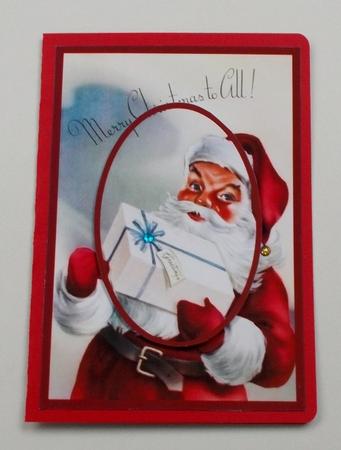 Santa Claus with Gift Quick Card Front by Diane  Vermeer