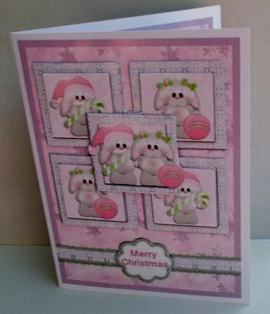 Squares Sketch Card - Christmas Bunnies Girls by Diane  Vermeer