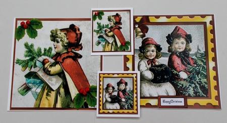12 Lovely Vintage Christmas Cards of Children 8x8 Kit by Diane  Vermeer
