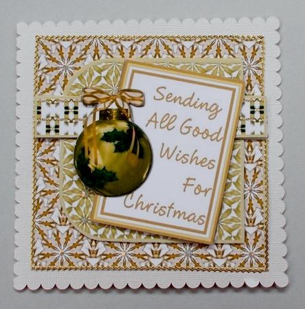 Bauble Sketch Card - Yellow with Holly by Diane  Vermeer