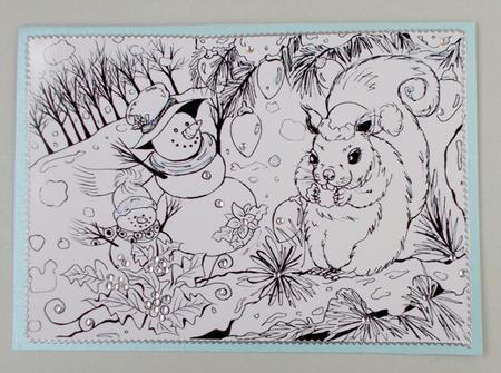 Squirrel and Snowmen by Diane  Vermeer