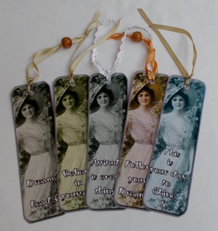 5 Beautiful Vintage Lady Bookmarks with Sayings #7 by Diane  Vermeer