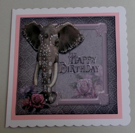 Elegant Decorated Elephant Birthday Topper by Diane  Vermeer