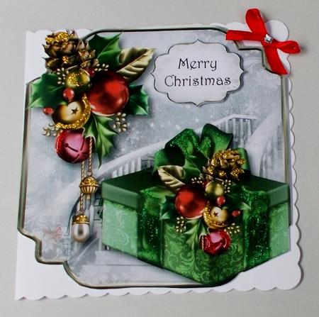 Christmas Gift with Holly & Baubles 8x8 Shaped Topper by Diane  Vermeer