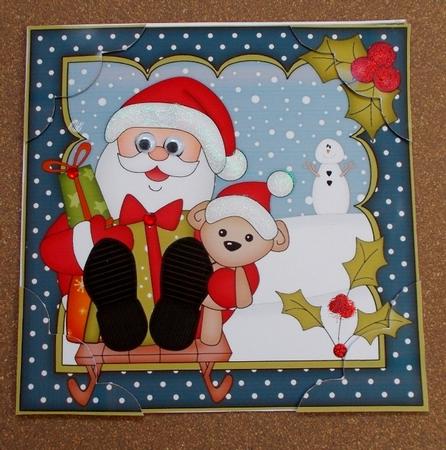 8 x 8 Christmas Sledging Santa Scalloped Corner Topper by Diane  Vermeer