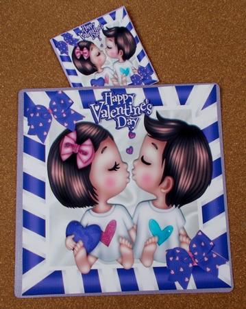 Our First Kiss on Valentines Day! with Purple Heart Bows by Diane  Vermeer