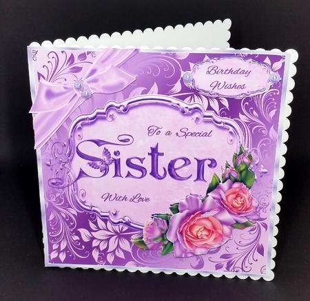 Sister Birthday Card with Decoupage Roses by Diane  Vermeer