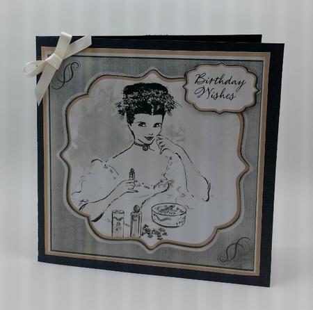 Sepia Boudoir Birthday Card Front by Diane  Vermeer