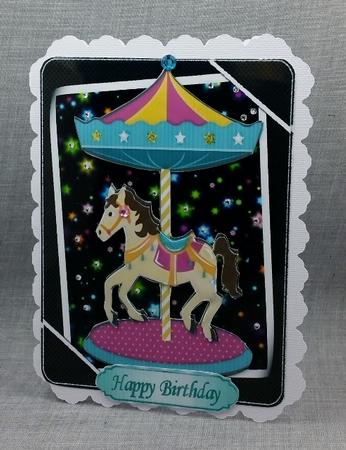Pretty Carousel Horse with Bright Funky Stars by Diane  Vermeer