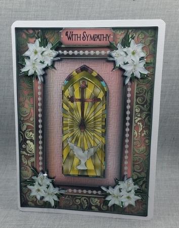 Stained Glass Cross with Lielis in Pink Sbs by Diane  Vermeer
