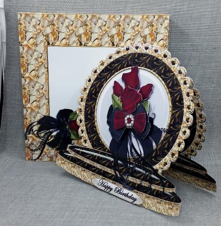 Red Rosebuds Large Shaped Scalloped Card Kit by Diane  Vermeer