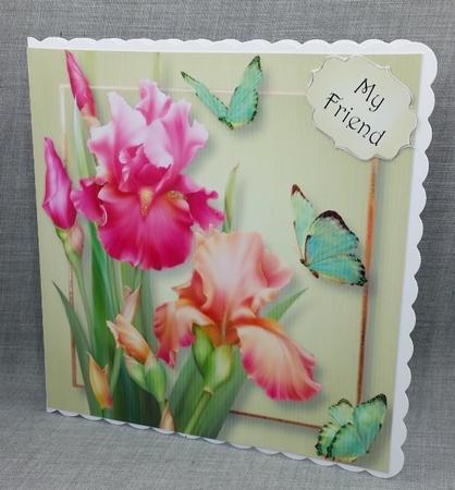 Blush Iris & Butterflies 8x8 Quick Topper by Diane  Vermeer