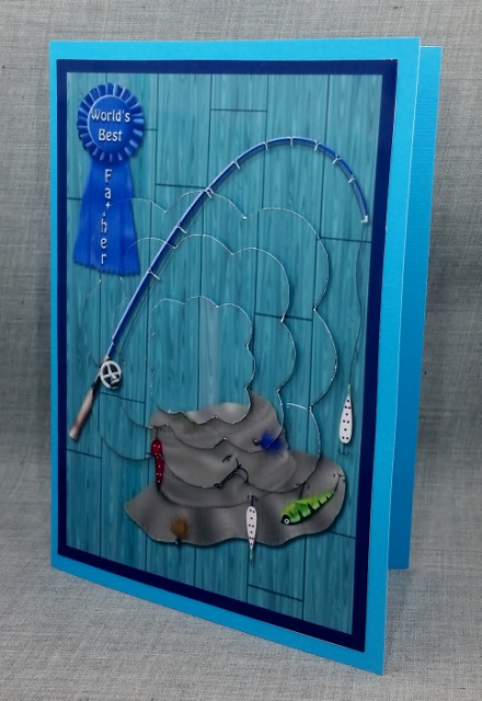 Fathers Day Fishing Card Scalloped Pyramid by Diane  Vermeer