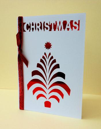 Christmas Tree Cut Out Card by Diane Baldrey