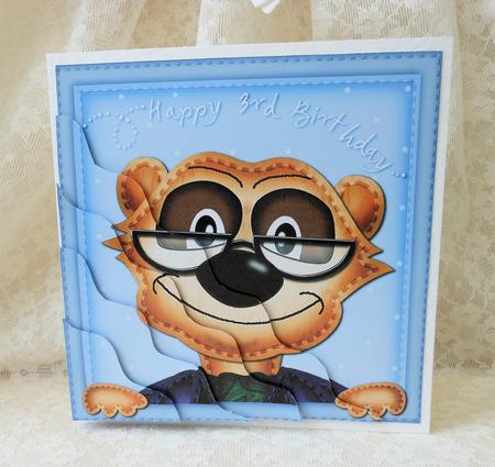 Frank Meerkat 3rd Birthday Side Stacker Topper by Diane Baldrey