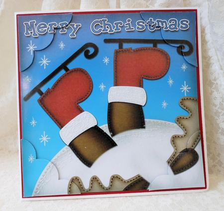 8 x 8 Xmas Oops Rudolph! Fun Novelty Scalloped Corner Topper by Diane Baldrey