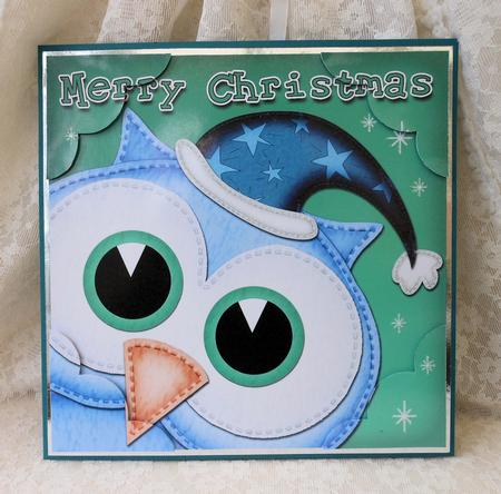 8 x 8 Xmas Little Hoot Fun Novelty Scalloped Corner Topper by Diane Baldrey