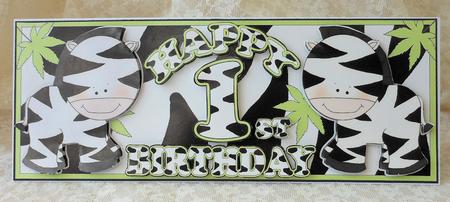 Zebra Jungle Birthday Card 1+ by Diane Baldrey