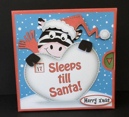 3D Xmas Zebra Sleeps Till Santa Countdown Moveable Card by Diane Baldrey