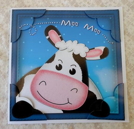 8 x 8 Milly Moo Cow Scalloped Corner Topper by Diane Baldrey