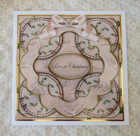 Dusky Pink Love at Christmas Holly 3D Rosette 8in Cf Kit by Diane Baldrey