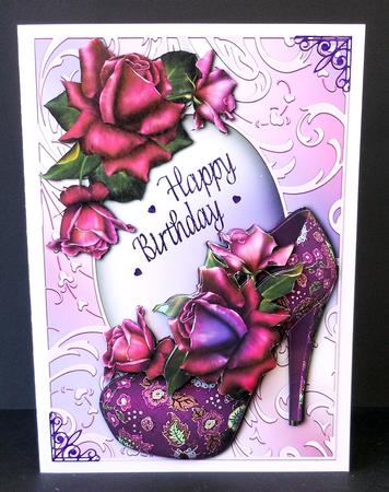 Fabulous Diva Shoe & Roses in Shimmering Frame by Diane Baldrey