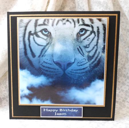 Beautiful Night Sky and White Tiger Card Topper by Diane Baldrey