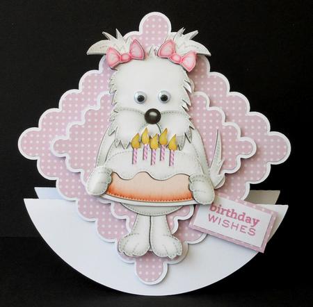 Jess Westie Dog's Birthday Cake 3D Decoupage Designs by Diane Baldrey